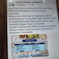 Penerima MBG di Tambakrigadung 2 Lamongan Mengeluh: Makanannya Bau Tak Sedap